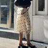 Retro Polka Dot Fungus Edge Street Contrast Low-waisted Versatile A Hem Midi Skirt Temperament Skirt