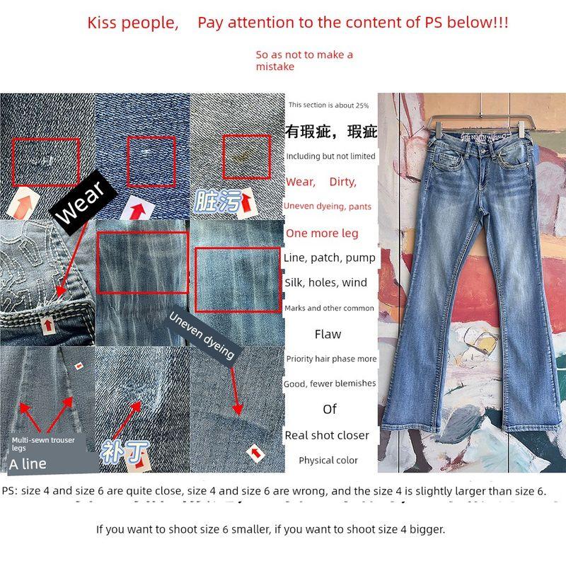 

Foreign Trade Original Order Nin * Thhallalyssia Embroidery Graffiti Retro Distressed Speaker Jeans D3 1252 Blue 6