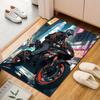 "Urban Biker in Neon City Streets" Patterned carpet, suitable as a non slip play mat for the living room and bedroom sofa