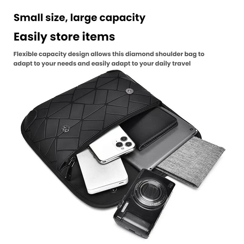 Fashiable Men's Shoulder Bag Diamd Grid Crossbody Bag Suitable for Casual Crossbody Bags Commuting Bags Mobile Phe Bags