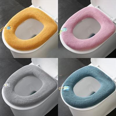 Toilet Seat Cover for Home Use Winter Thickened Flannel Pad All Season Universal Fit Soft Cushioned Toilet Ring Mat Bathroom