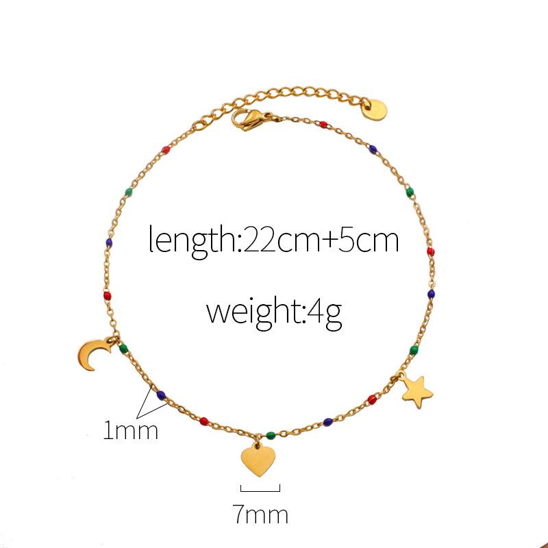 

Popular Accessories Star Moon Love Necklace Women, Geometric Star Moon Color Beaded Temperament Anklet золотий
