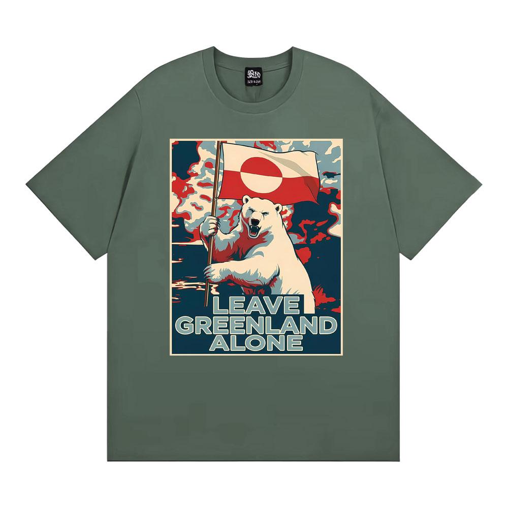 Leave Greenland Alone Vintage Graphic Tee Shirt Men Hip Hop Gothic T-shirt Male Oversized 100% Cotton Comfort T Shirt Streetwear