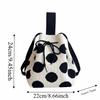 Lightweight Polka Dot Bucket Bag Patterned Drawstring Purse Shoulder Satchel Knit Tote  Beach