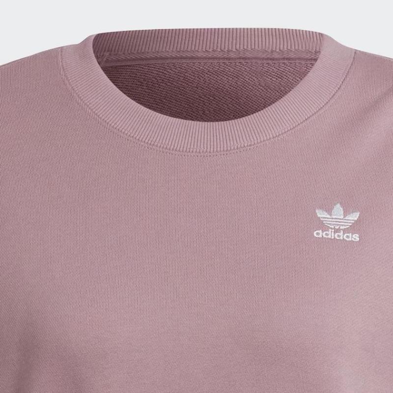 adidas Originals Logo Print Cropped Comfortable Breathable Pullover Sweatshirt Women Tops Purple-Red HC2027
