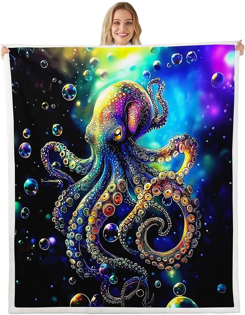 GUOYU Blanket Japanese Wave Fleece Throw Blanket Queen Japanese Style Plush Blanket for Boys Girls Teens Ocean Wave Sherpa Blanket Sea Waves