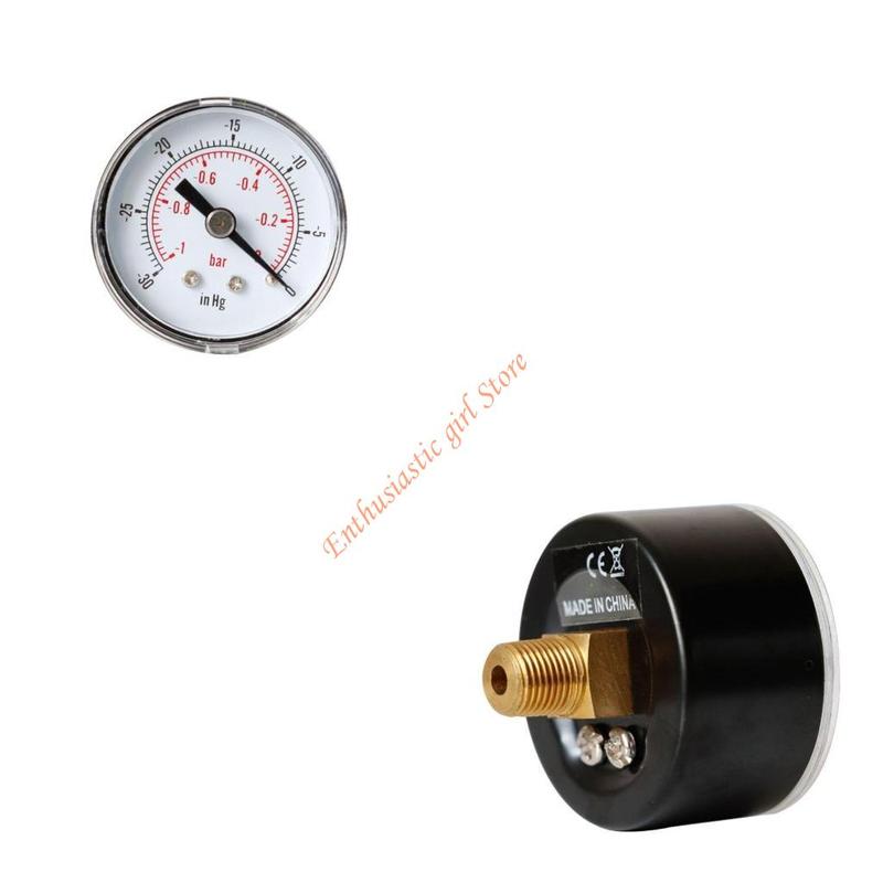 Vacuum Pressure Gauge 1/8" BSPT Back Mount 40mm 0 30 0 & 1 Bar Metal for She RXJB