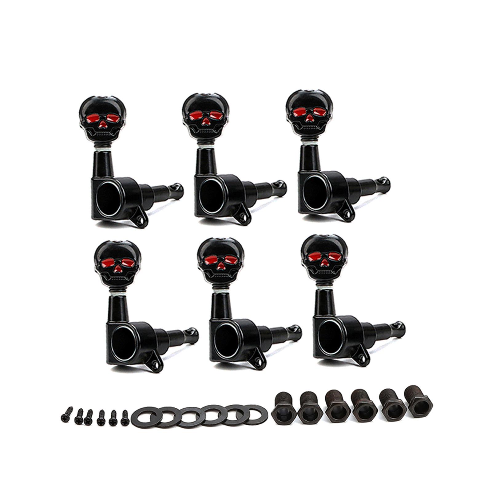 

6Pcs Guitar Tunings Key Tuners Replacement Skull Button Keys Machine Heads Tuners 6R Machine Head Knobs Easy to Install