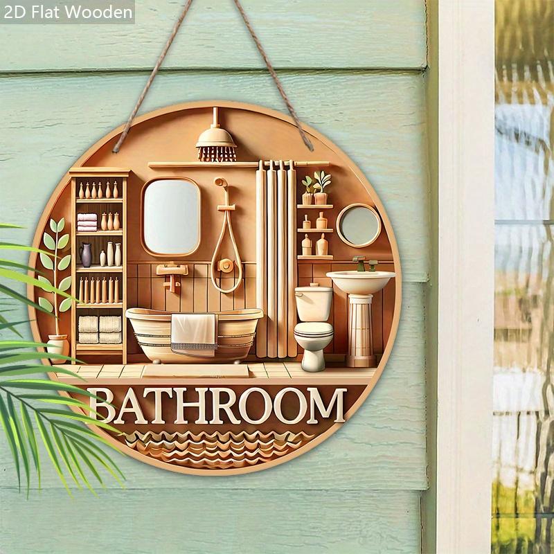 Bathroom Wooden Sign - Decorative Plaque for Outdoor, Bathroom Decor, Room and Balcony Decoration, Bathroom Decoration - Ideal Home Hanging Ornament