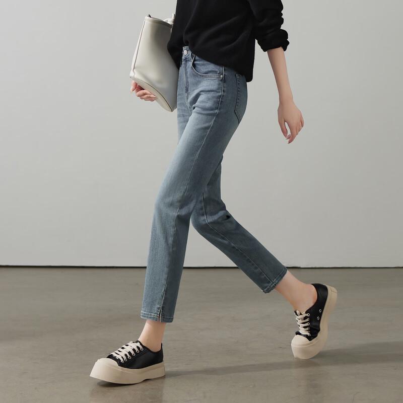 SOFSIL 2026 Spring High-Waist Slim-Fit Ankle Jeans
