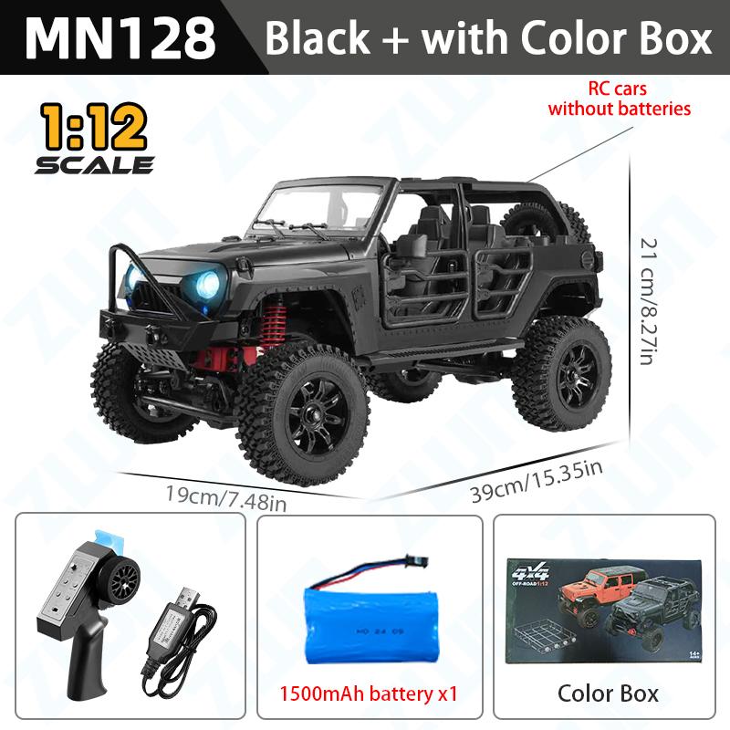 MN128 1:12 Remote Control Car 2.4g 4wd Full Scale Mnrc Rtr Led Light Rock Crawler Climbing RC Truck Adult Kids Christmas Gift