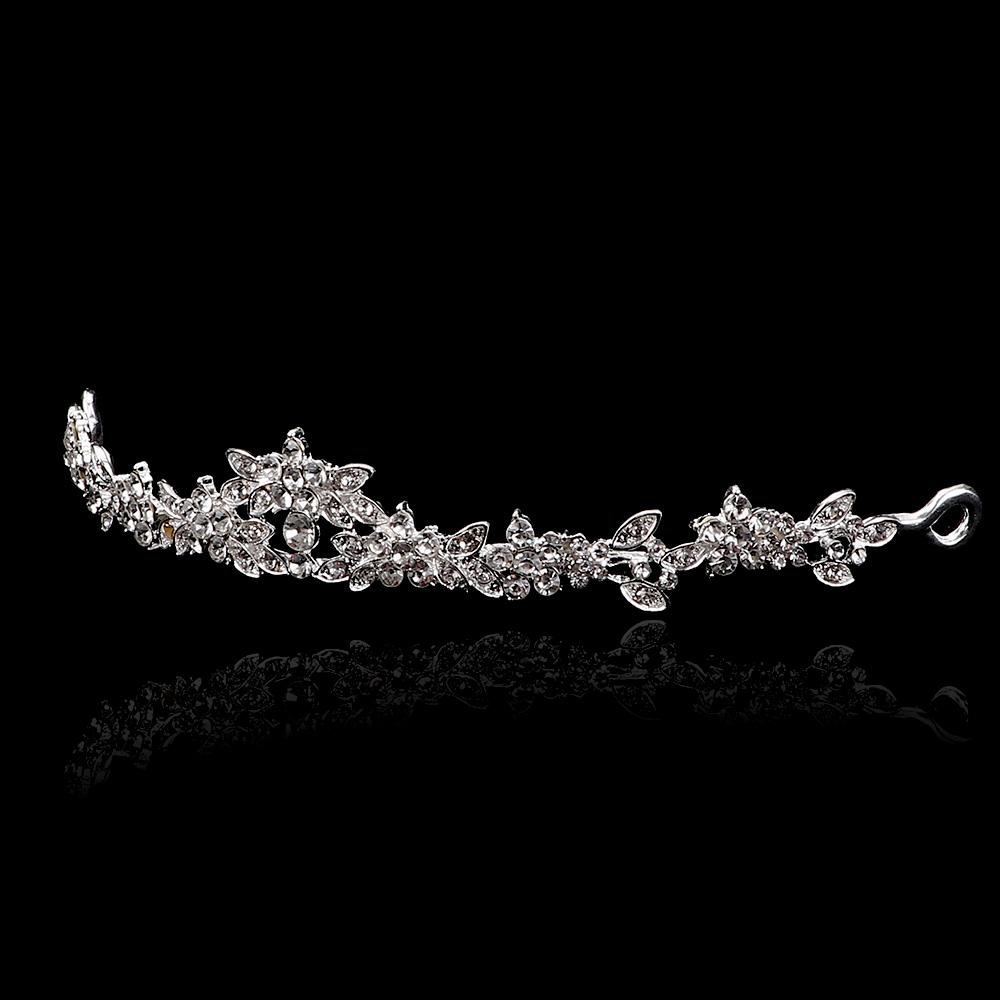 Versilbertes Mädchen Blume Prinzessin Brautjungfer Strass Abschlussball Kristall Stirnband Kopfschmuck Tiara Hochzeit