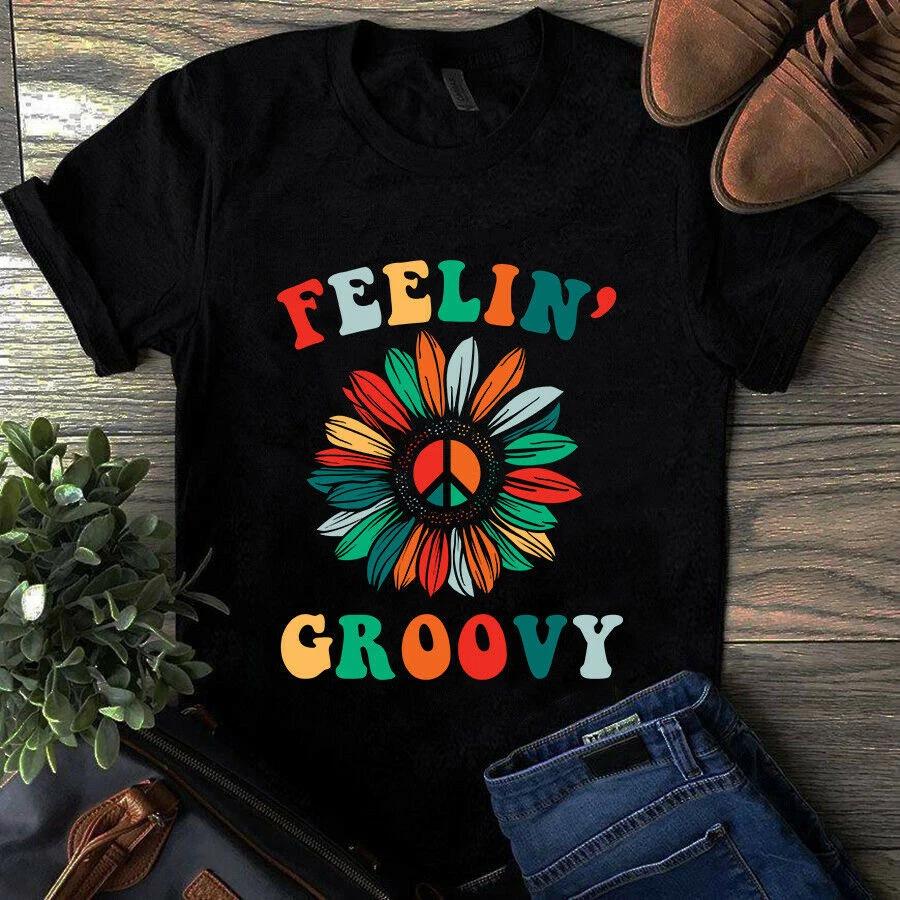 Feelin Groovy Sunflower Hippie Peace Men s and Women s T-shirts XL