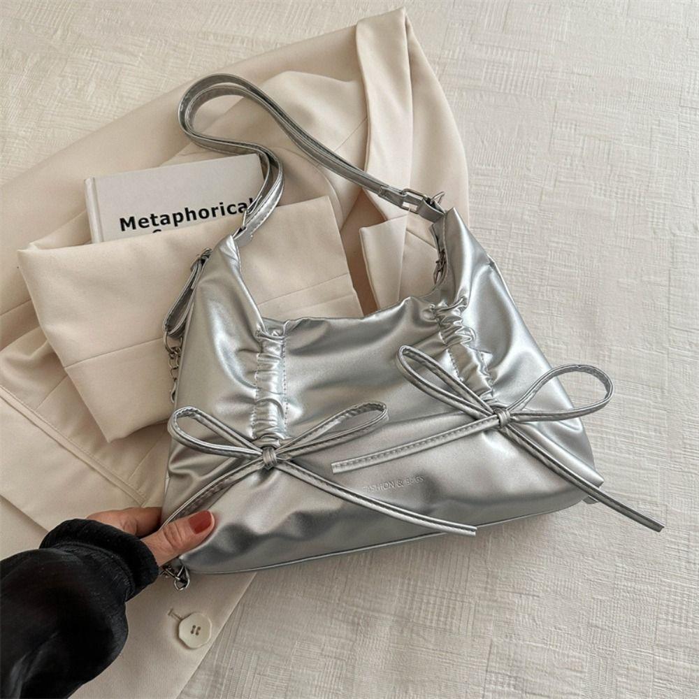 Reißverschluss Bowknot Schultertasche PU Leder Mädchen Umhängetasche Tragbare Bow Tote Bag Shopping