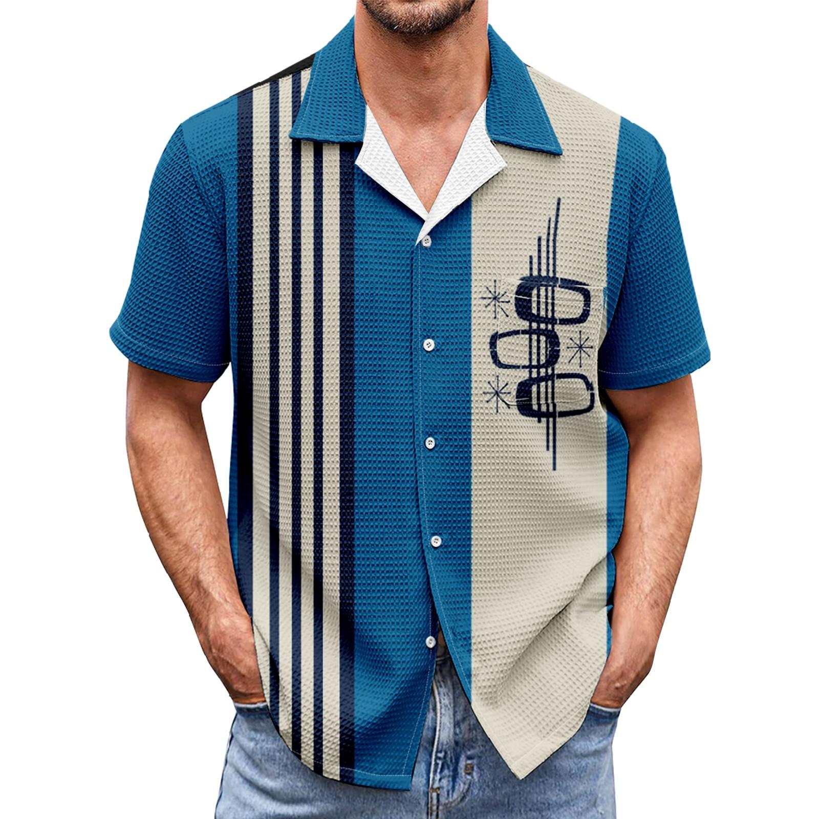 

Мужские рубашки с коротким рукавом и карманом на пуговицах Colorblock Мужские повседневные рубашки с коротким рукавом XXL синий