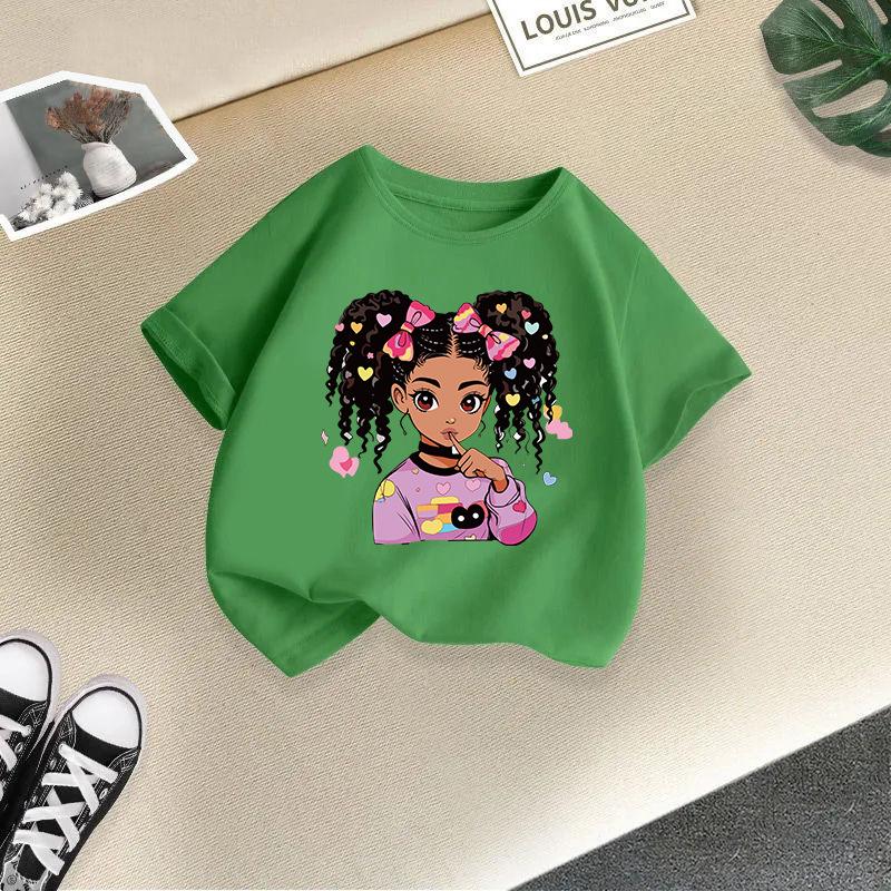 Girls' Cartoon Print Casual Round Neck Short-Sleeve T-Shirt - Summer Collection