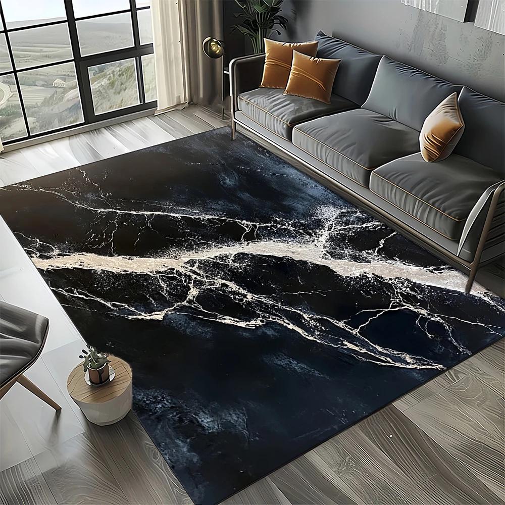 Neuer Stil Schwarz Weiß Gold Marmor Mode 3D Teppich Teppich für Wohnzimmer Schlafzimmer Zuhause Sofa Dekoration, Kinder Rutschfeste Bodenmatte