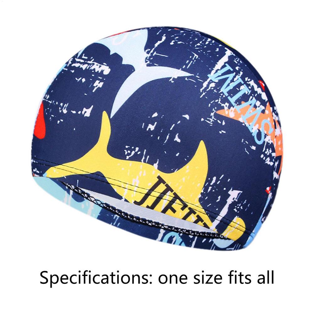 Unisex Printed Swim Caps Waterproof Polyester Swimming Hat For Boys Girls Ear Protection Pool Accessories Kids Youth Sports
