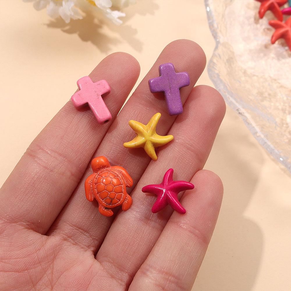 10/30/50pcs Turtle Turquoise Beads, Charm of Turtle Beads Colorful Round Beads Spaced Beads Marine Animals Starfish Beads String
