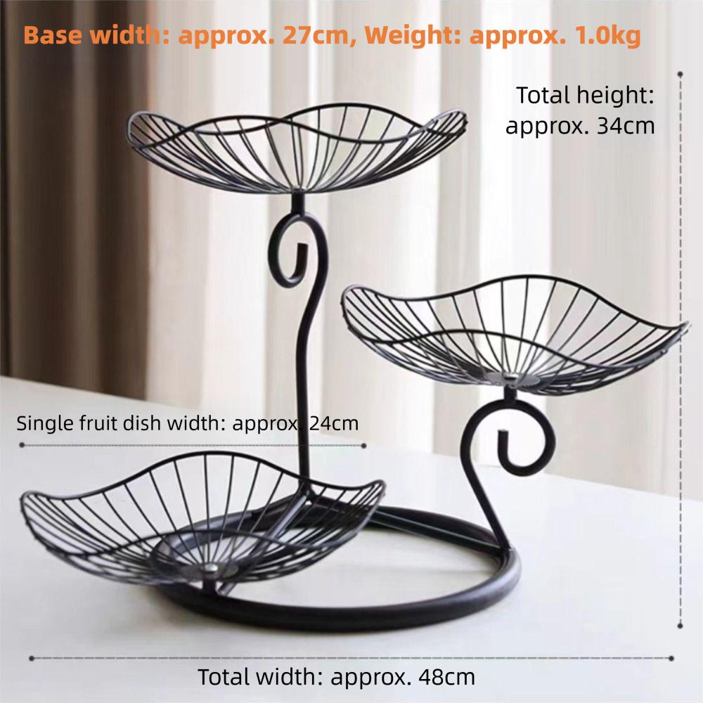 High Quality Iron 3-Tier Fruit Basket Lotus Leaf Shape Vintage Fruit Bowls Stand Fruit Holder Bread Snack Display