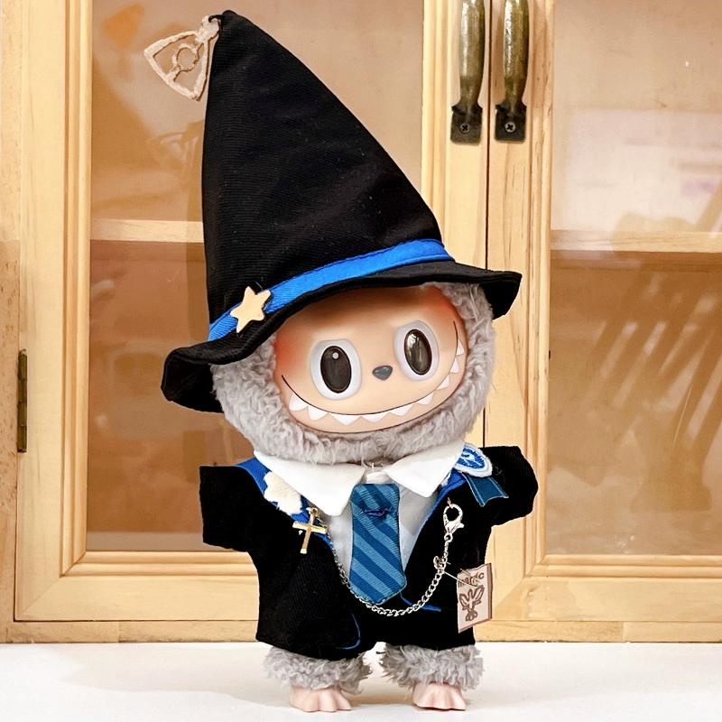 

17см V1v2v3 Лабубу Набор Волшебная школа Волшебная палочка Шляпа ведьмы Подвеска поколения Ободок Наряжаться Специальные подарки blue(no doll)