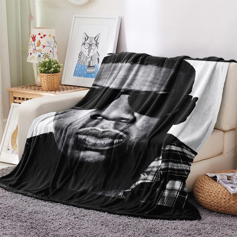 1PC Top Rap Print FlAannel Blanket, High quality Comfortable for All Seasons, Home Decor, Warmth and Comfort