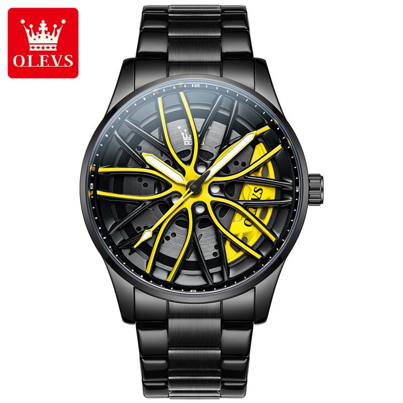 OLEVS Men s Fashionable Waterproof Quartz Watch with Rotating Wheel Design