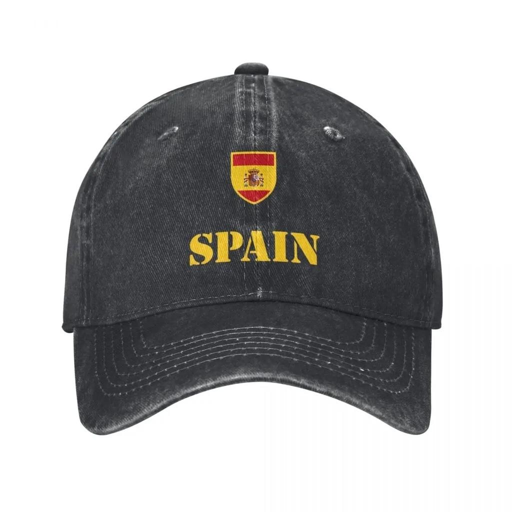 ESPANA Flaga Hiszpanii Wysokiej klasy Unisex Damska Czapka z Daszkiem Zniszczone Dżinsowe Czapki Kapelusz Vintage Outdoorowe Treningi Nakrycia Głowy