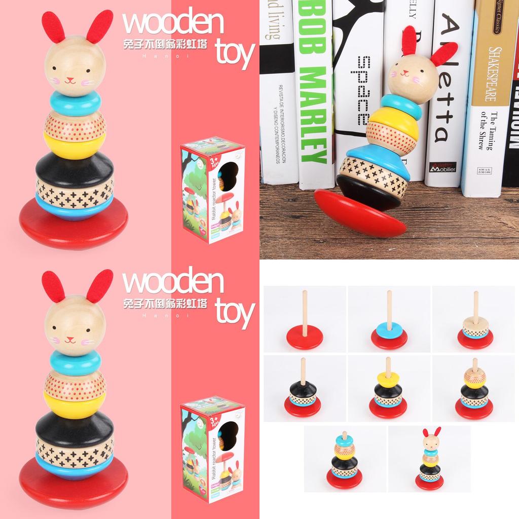 Wooden Bunny Tumbler Toy For Kids Hand Eye Coordination And Focus Development