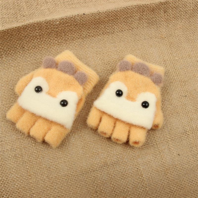 Kids' Winter Flip-Top Fleece-Lined Knit Gloves - Cute, Warm, Half-Finger for Boys & Girls