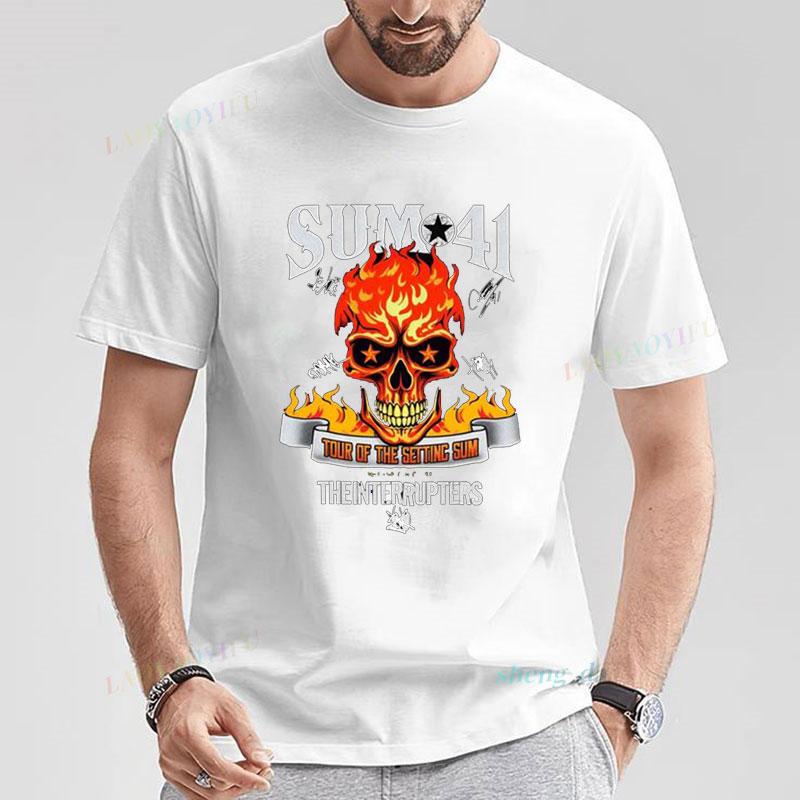 Rock Band Playera Sum 41  Unisexs T Shirts SUM41 Popular Punk Graphic Short Sleeve O Neck TShirt Casual Loose Clothes