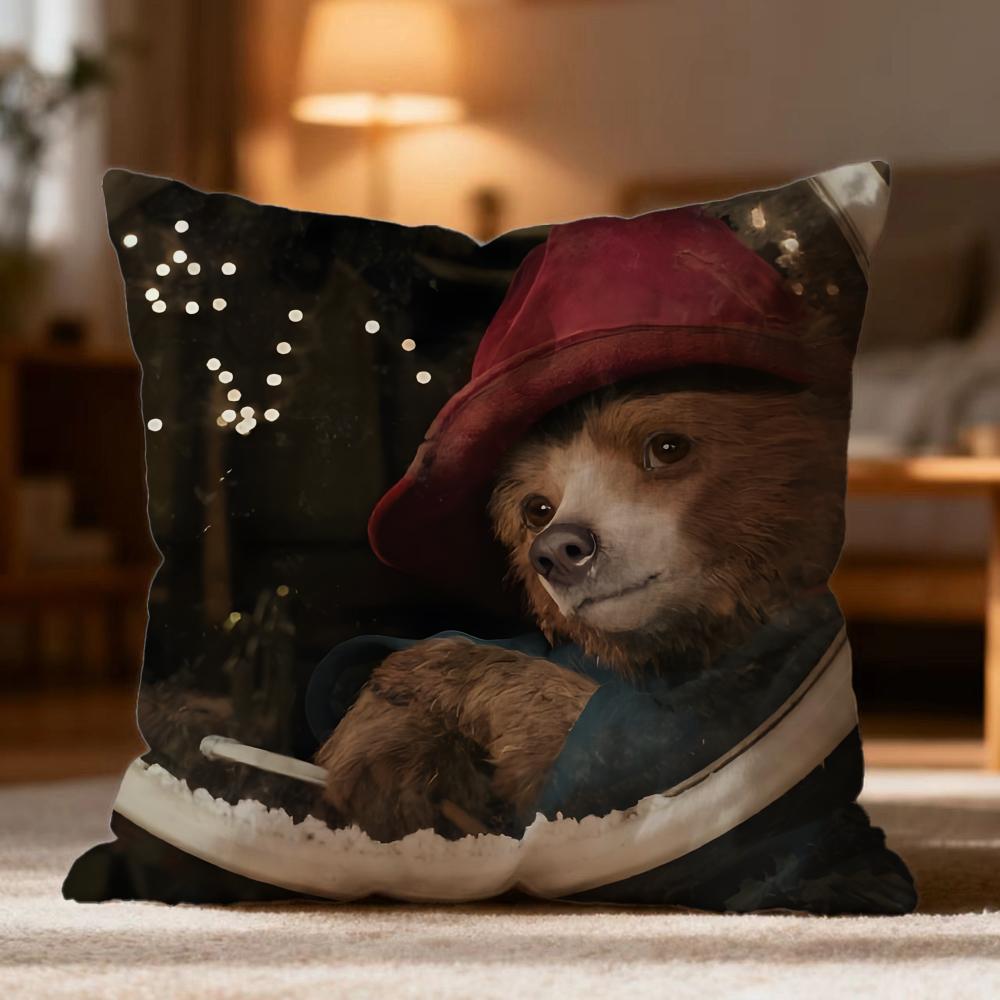 Fashion P-PPaddington Bear Cushion Cover Soft Washable Pillow Case Multi-Scene for Couch Bed Travel Office Use