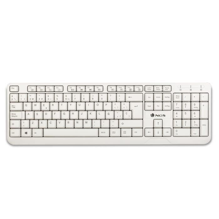 Clavier USB - NGS - Spike - QWERTY - 12 touches multimédia - Filaire - Blanc