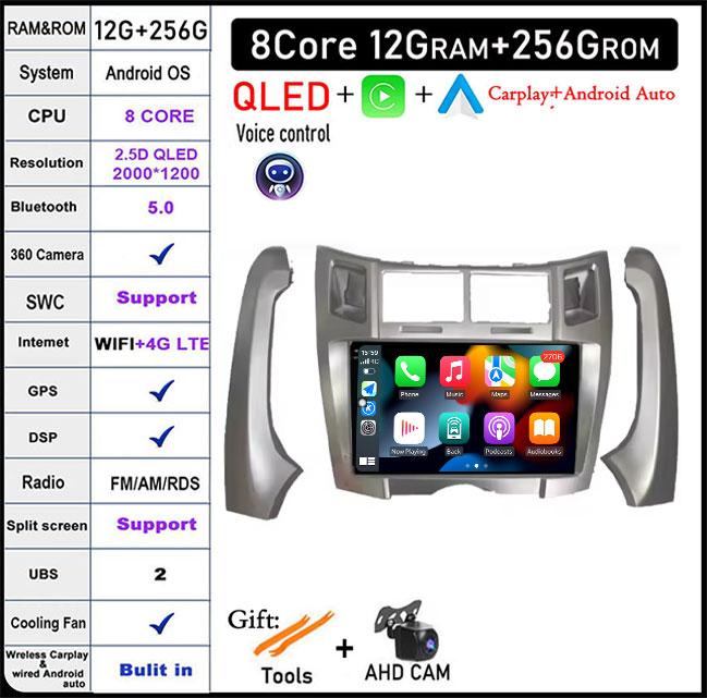 9 Inch For Toyota Yaris Vizi 2005-2012 Android AutoCarplay Multimedia Player Car Radio Wireless GPSNavigator 4G WIF|BT