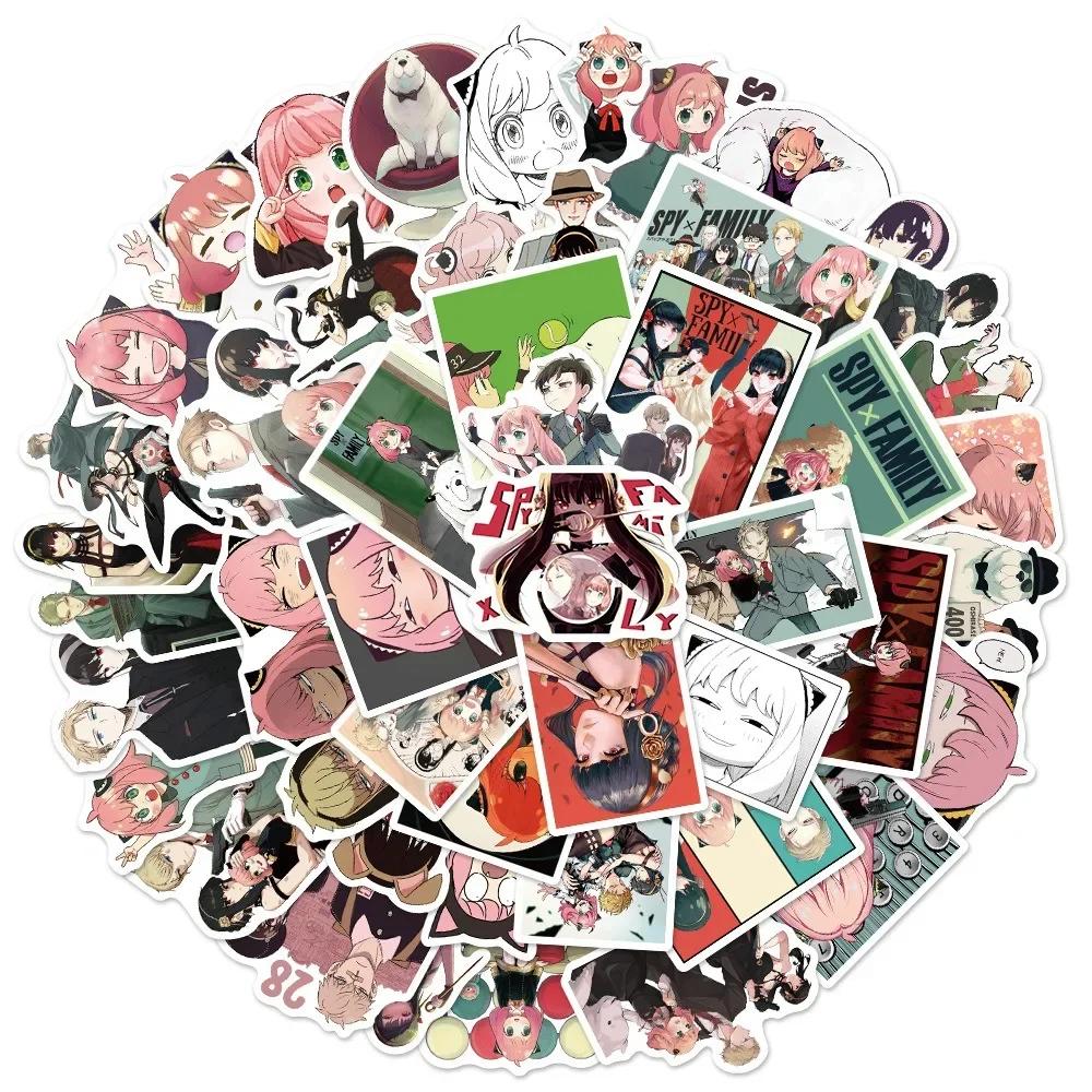 

50PCS Waterproof Spy x Family Anime Stickers for Luggage Phone Tablet Skateboard Water Bottle, Non-Repeating Graffiti Decals