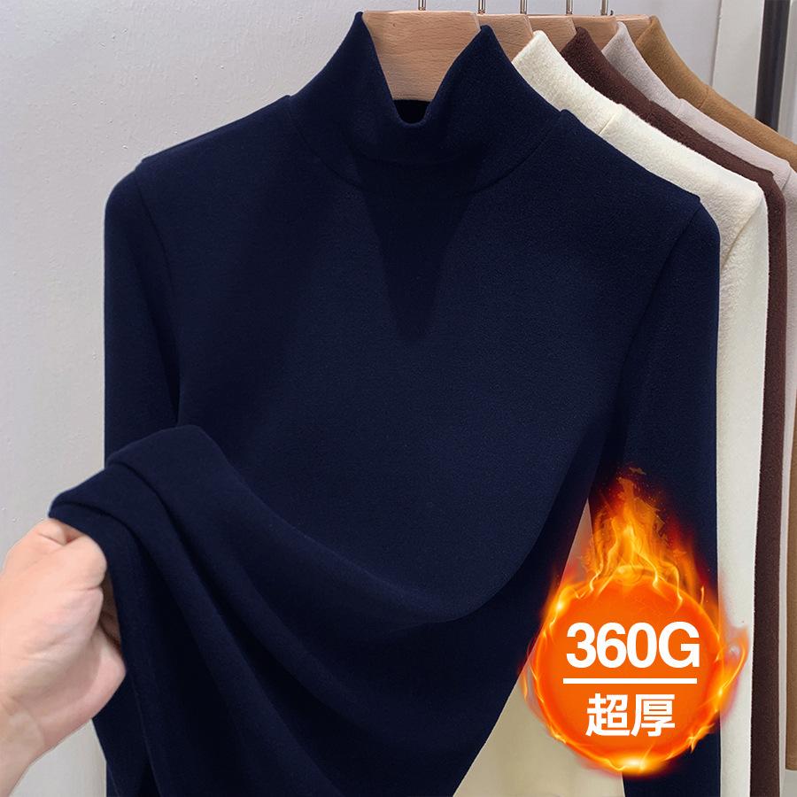High-necked thick German velvet bottoming shirt women's winter autumn and winter new velvet thickened warm clothes with T-shirt top