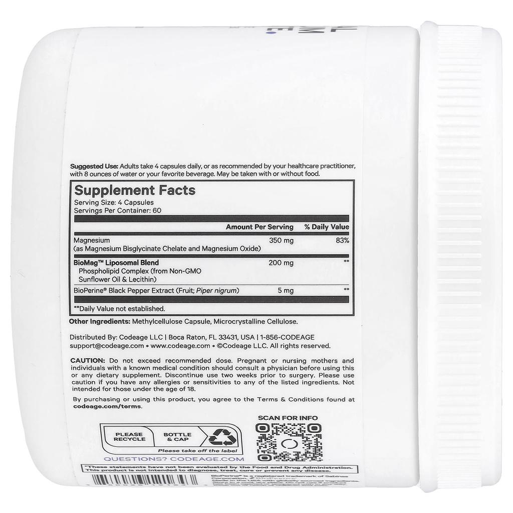 Liposomal Magnesium Glycinate, Veggie Capsules 240
