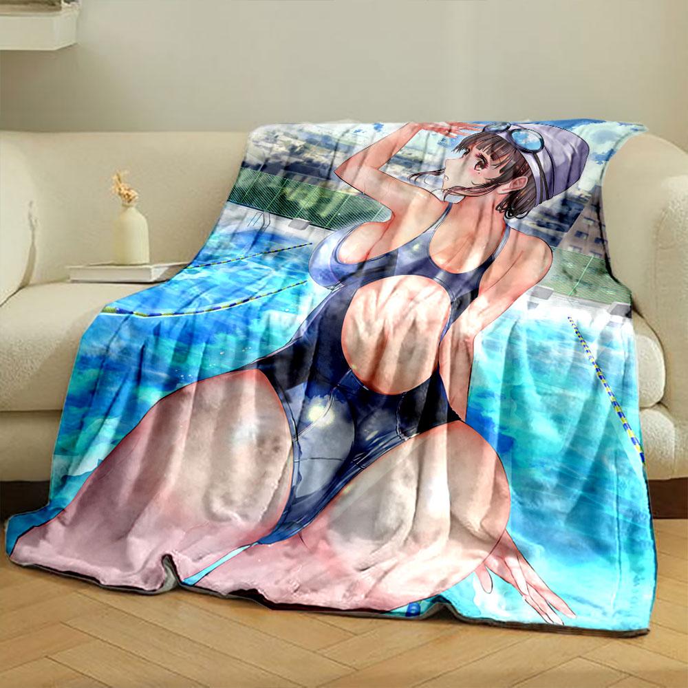 Anime Girl Poolside Blanket bedroom Blanket for Livingroom Couch lunch break Soft throw for Friend's festival Gift