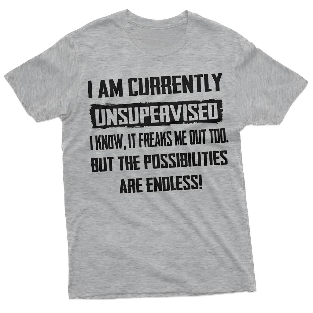 2026 Men's Funny I Am Currently Unsupervised T-shirt Hilarious Funny Mens Funny Shirt Men Women Top Menswear Streetwear Tops