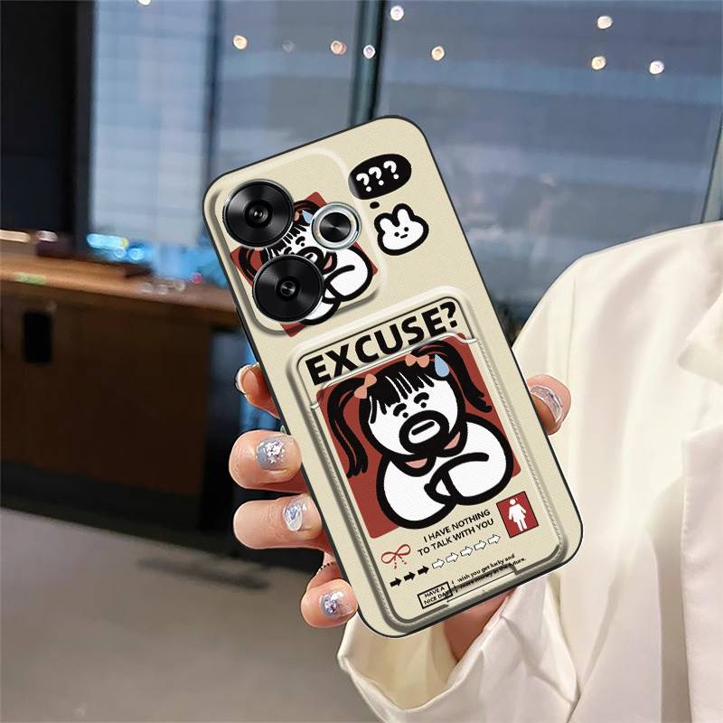 Fashion Design Cover Phone Case For Redmi Turbo3/Xiaomi Poco F6 5G Full Wrap Card Slot Cute Graffiti Protective Silicone