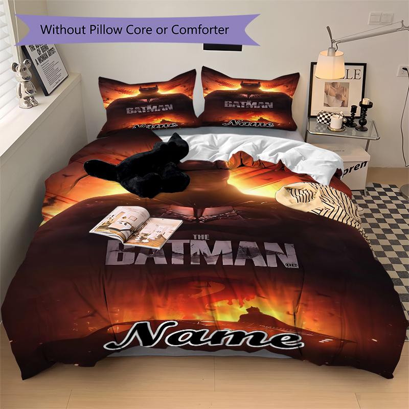 Custom Textile Batman Bedding 3 Piece Set HD Print Duvet Cover Pillowcases for Teens Adult Bedroom Decoration