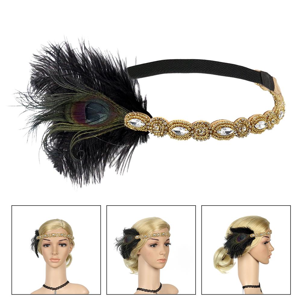 Pfau Stirnband Party Decor Fascinator Haar Zubehör Braut Kopfbedeckung Dekoration Ornament Schwarz Schallwand Kopfstück