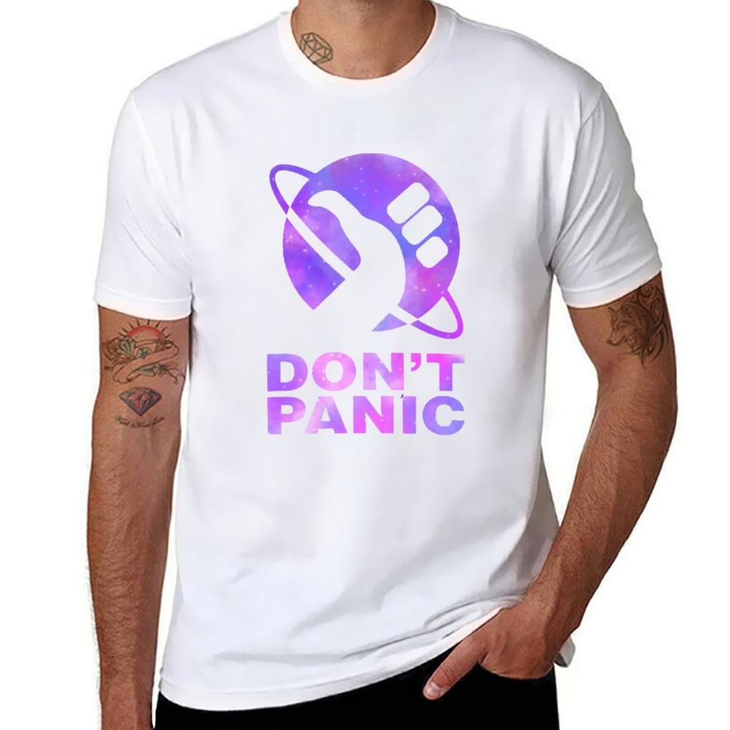 Dont Panic Hitchhikers Quote TShirt plain tops cheap stuff funny t shirts for Unisex