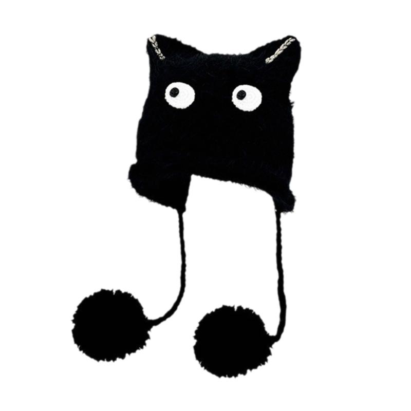 Novelty Cats Ear Skull Hat for Female Girl Outdoor Sport Hat Adult Casual Street Wear Warm Skull Hat for Cycling Skiing