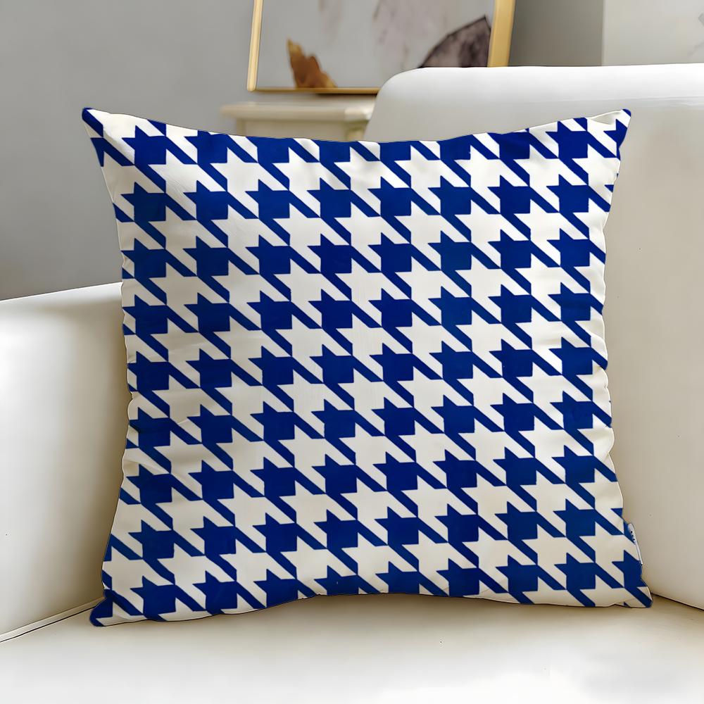 Houndstooth Pattern Cushion Cover Soft  EasyWash Pillow Case  Versatile for Couch Bed Travel and Office
