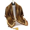 Leopard Print Tassel Fashion Versatile Imitation Silk Scarf Shawl Headscarf Women'S Scarf
