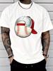Unisexs Red Crew Neck Tee Fun Baseball With Red White Cap Art Graphic Print Loose Summer Street Casual Daily Basic Short Sleeve Top
