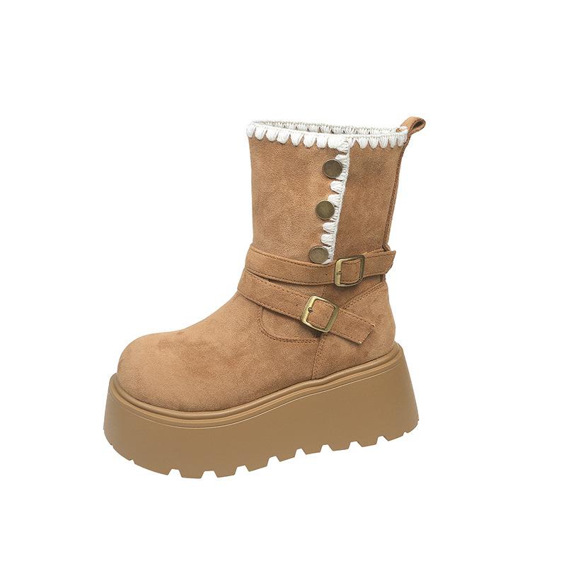 Yueyu British style thin thick-soled Martin boots women's 2025 new autumn small man height increase snow short boots