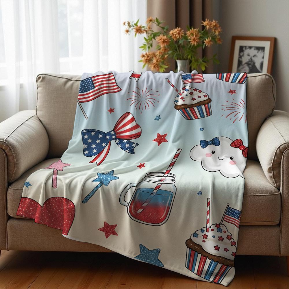 Patchwork Curved Shape Cartoon Anime Print Flannel Blanket Soft Warm Throw for Kids Bedroom Sofa Christmas Office Car
