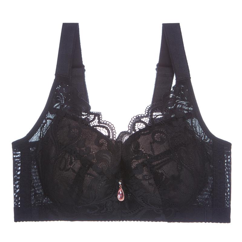 Stahlring, frei gerafft, Damen-Unterwäsche, ultradünn, Spitze, sexy, verstellbar, Plus-Size-BH